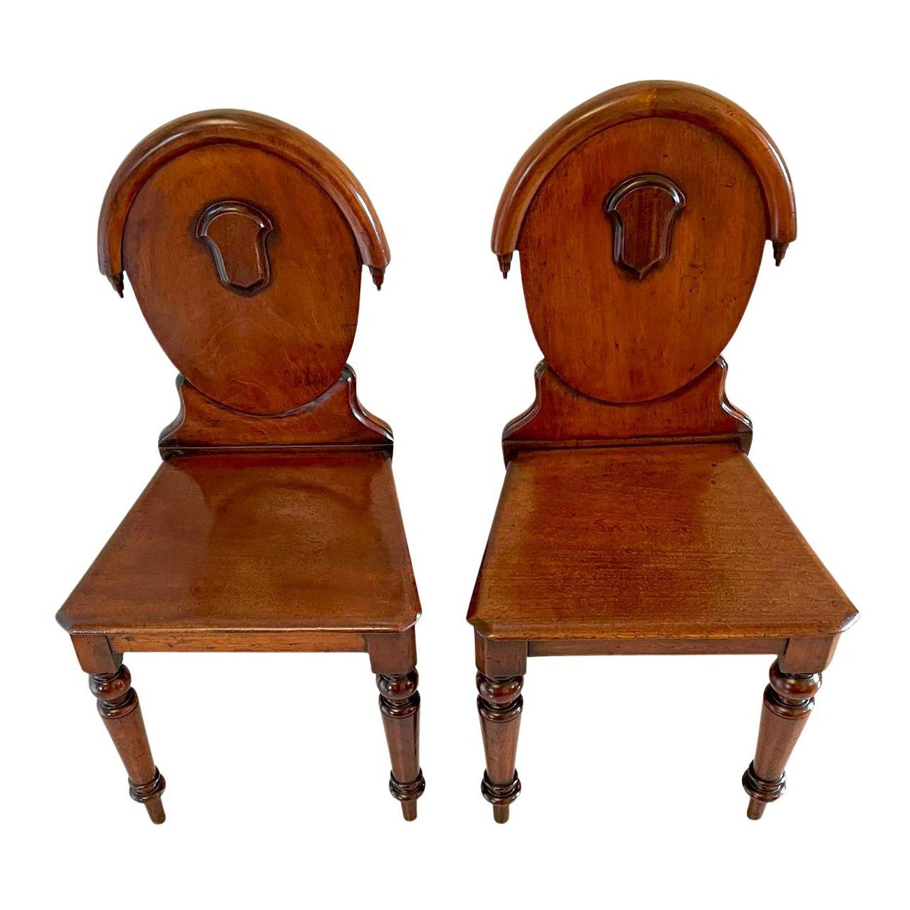 ​​Pair of Antique Victorian Mahogany Hall Chairs