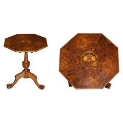 Stunning Burr Walnut Early 19th Century Birdcage Table Top on Later Claw & Ball