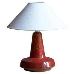 Michael Andersen, Table Lamp, Red Glazed Stoneware, Bornholm, Denmark, 1960s