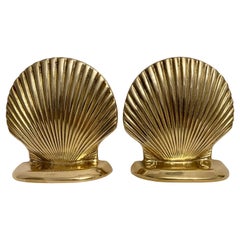 Vintage Brass Clam Shell Seashell Bookends