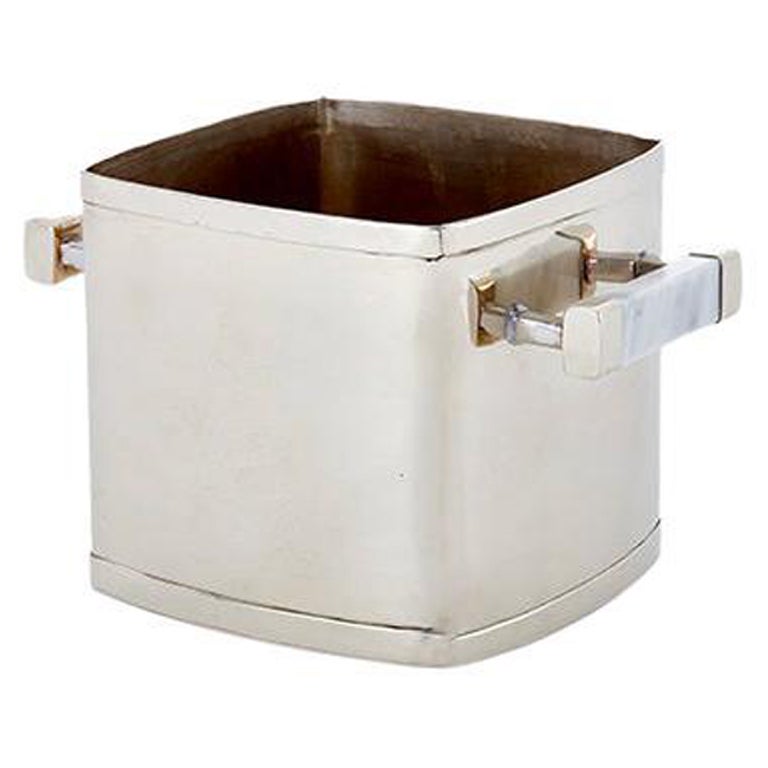 Capa Ice Bucket, Alpaca Silver & Gray Marble For Sale