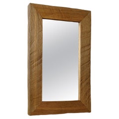 Contemporary Brutalist Style Wall Mirror in Solid Oak v2