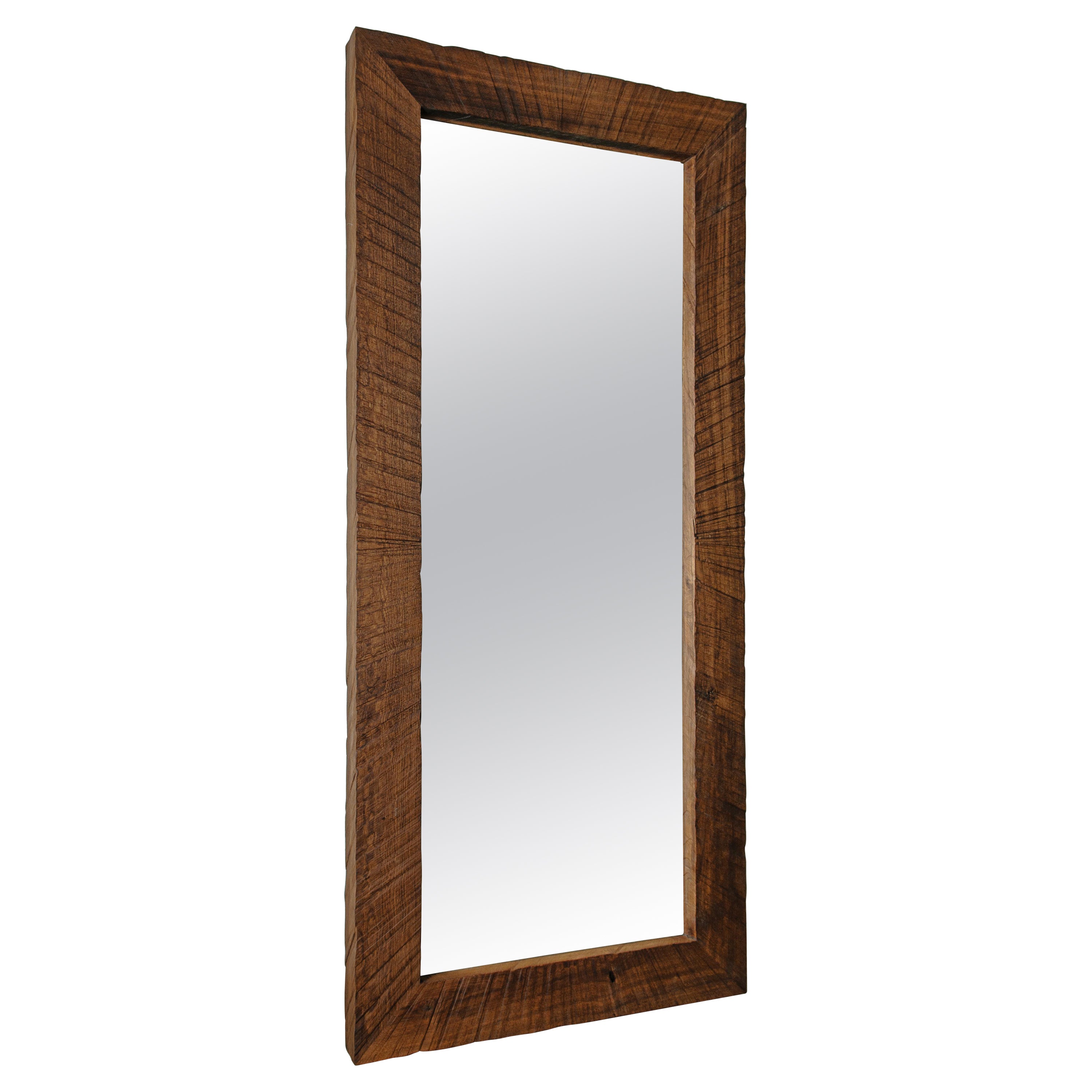 Contemporary Brutalist Style Full Length Mirror in Solid Oak v2