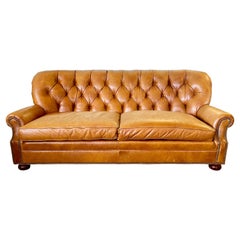 Vintage Hickory Chair Furniture Company Chesterfield Tufted Leather Sofa