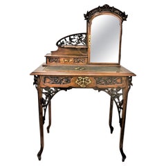 French Art Nouveau Carved Wood Desk