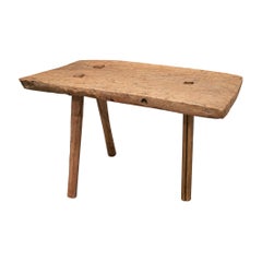 1930s Spanish 3-Legged Rustic Wooden Seat