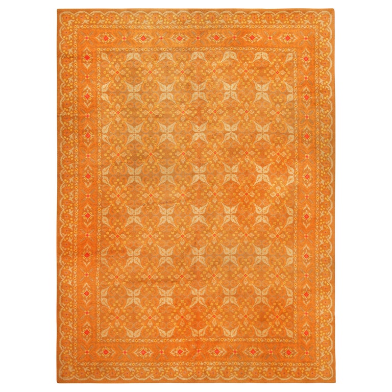 Geometric Antique Portuguese Rust Color Area Rug. 8 ft 7 in x 11 ft 6 ...