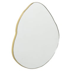 Ergon Organic Shaped Contemporary Mirror with a Brass Frame, Medium