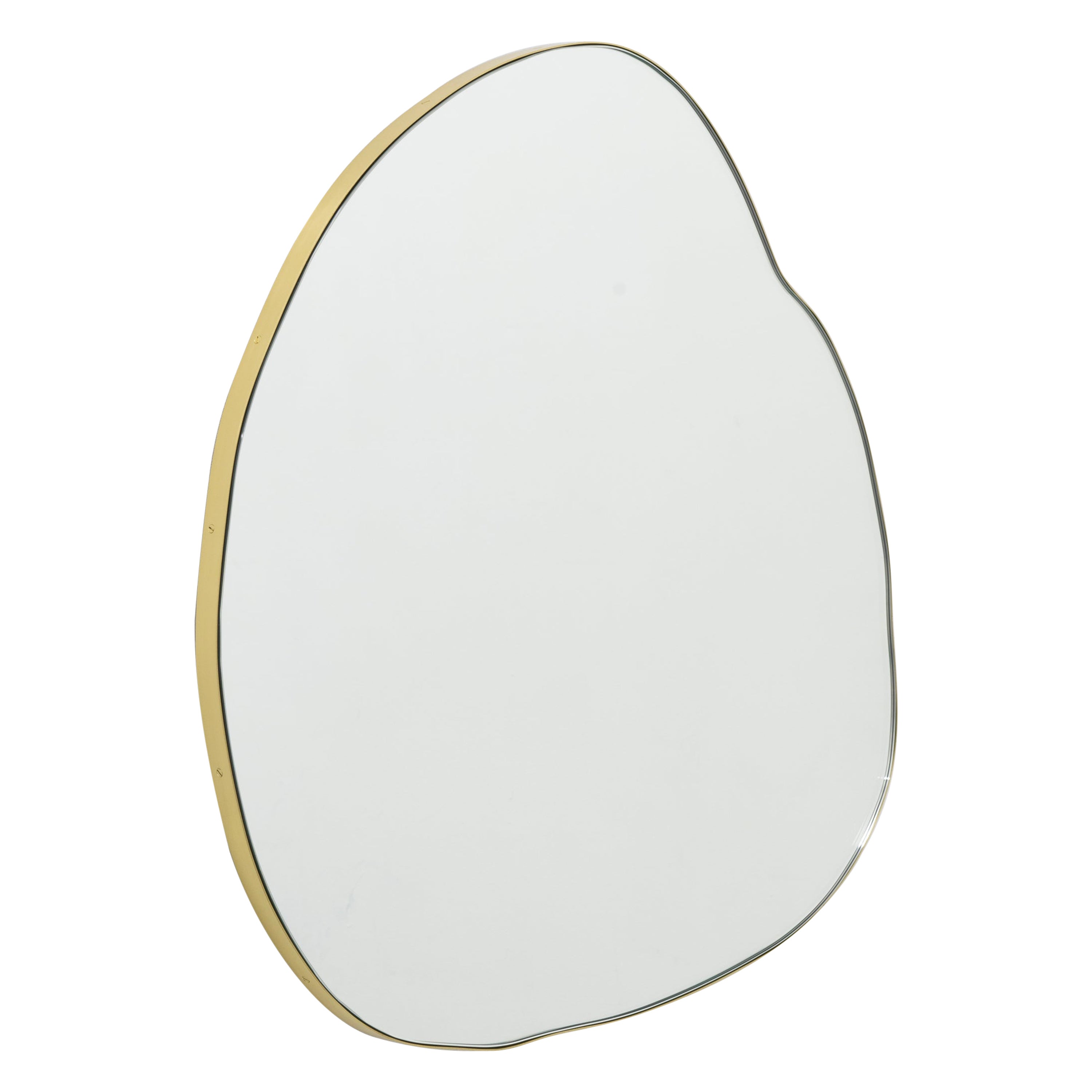 Ergon Organic Shaped Modern Customisable Mirror with a Brass Frame, Large