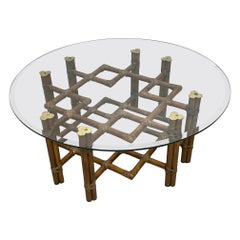 Rattan Chinese Chippendale Fretwork Coffee Table by McGuire