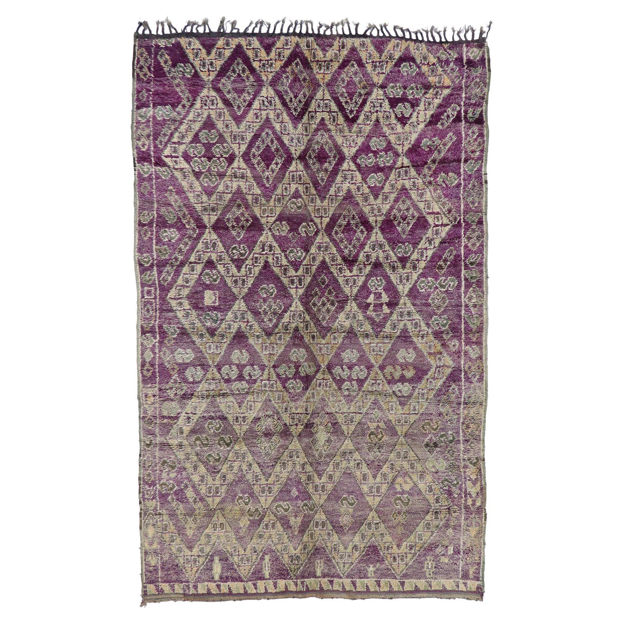 Tapis berbère marocain vintage Boujad de style bohème