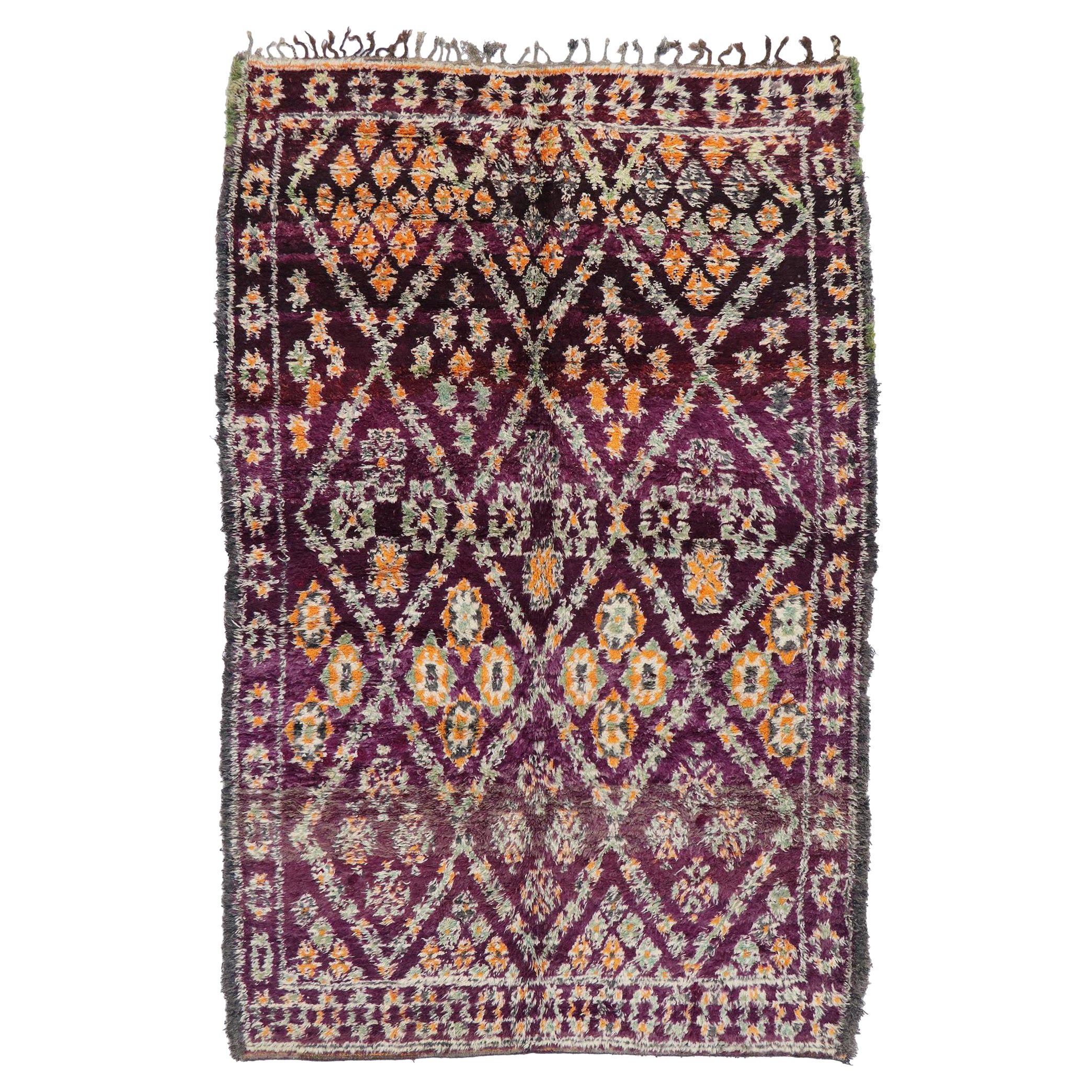 Vintage Berber Beni M'Guild Moroccan Rug with Bohemian Tribal Style For Sale
