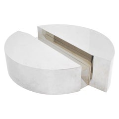 Postmodern Round Chrome Coffee Table After Paul Evans