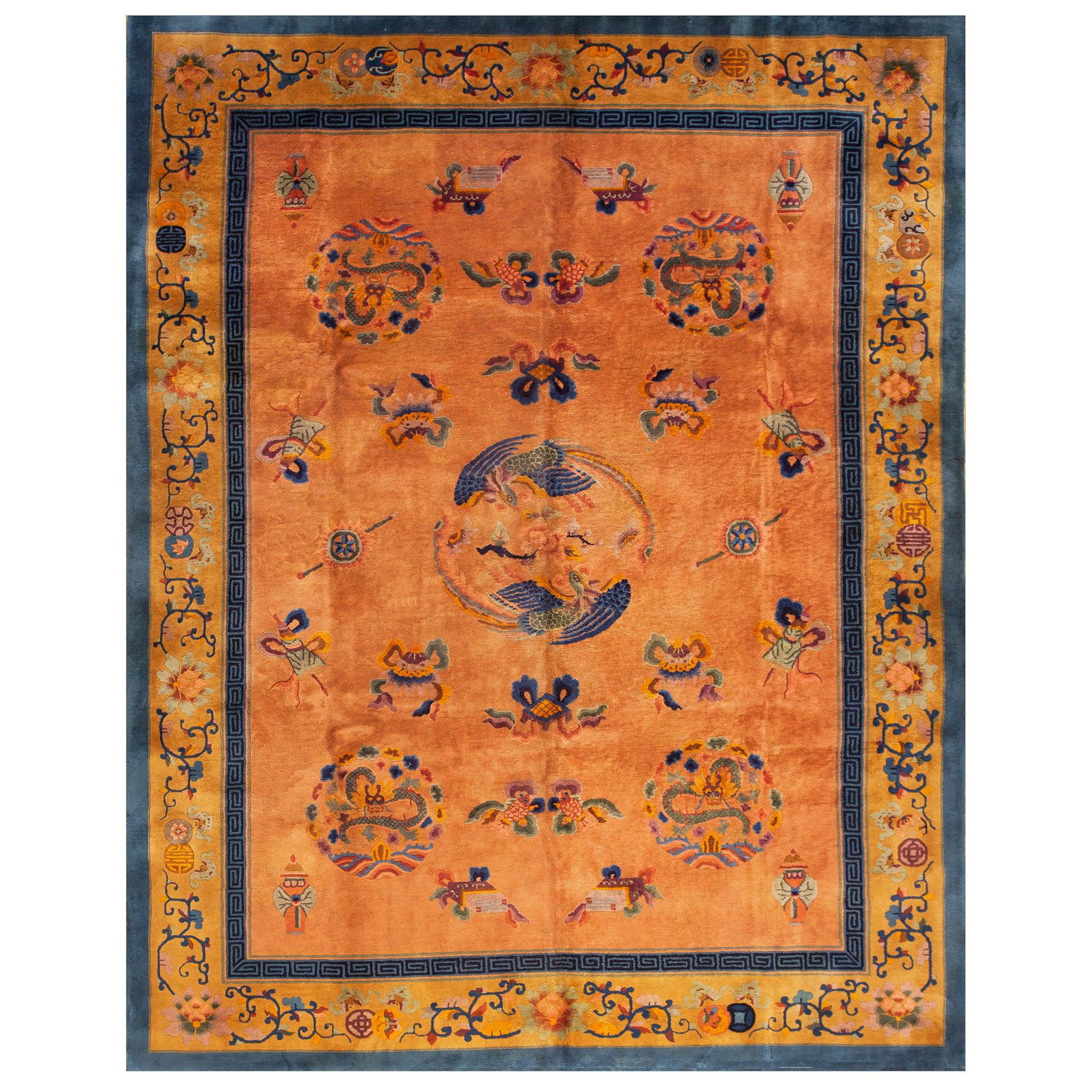 Chinesischer Art-déco-Teppich aus den 1920er Jahren ( 8''10'''' x 11''5''''- 270 x 348 ) im Angebot