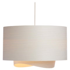 HALF BOWEN Mid-Century Modern White Wood 17.5" Chandelier Pendant