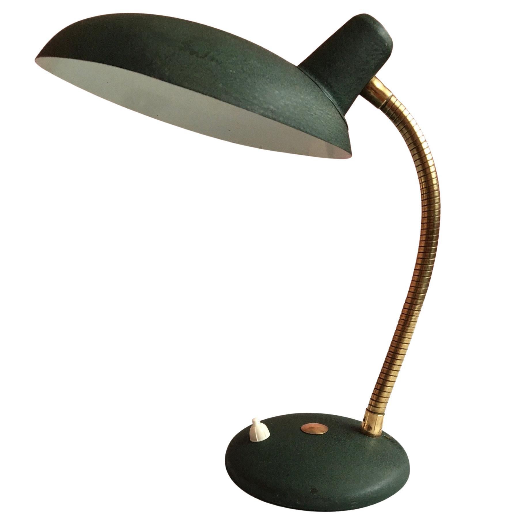 Serge Mouille Green Table lamp, France, 1950
