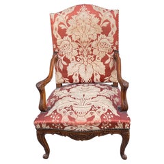 Large Wing Chair in Carved Beech, Louis XV Style, circa 1930