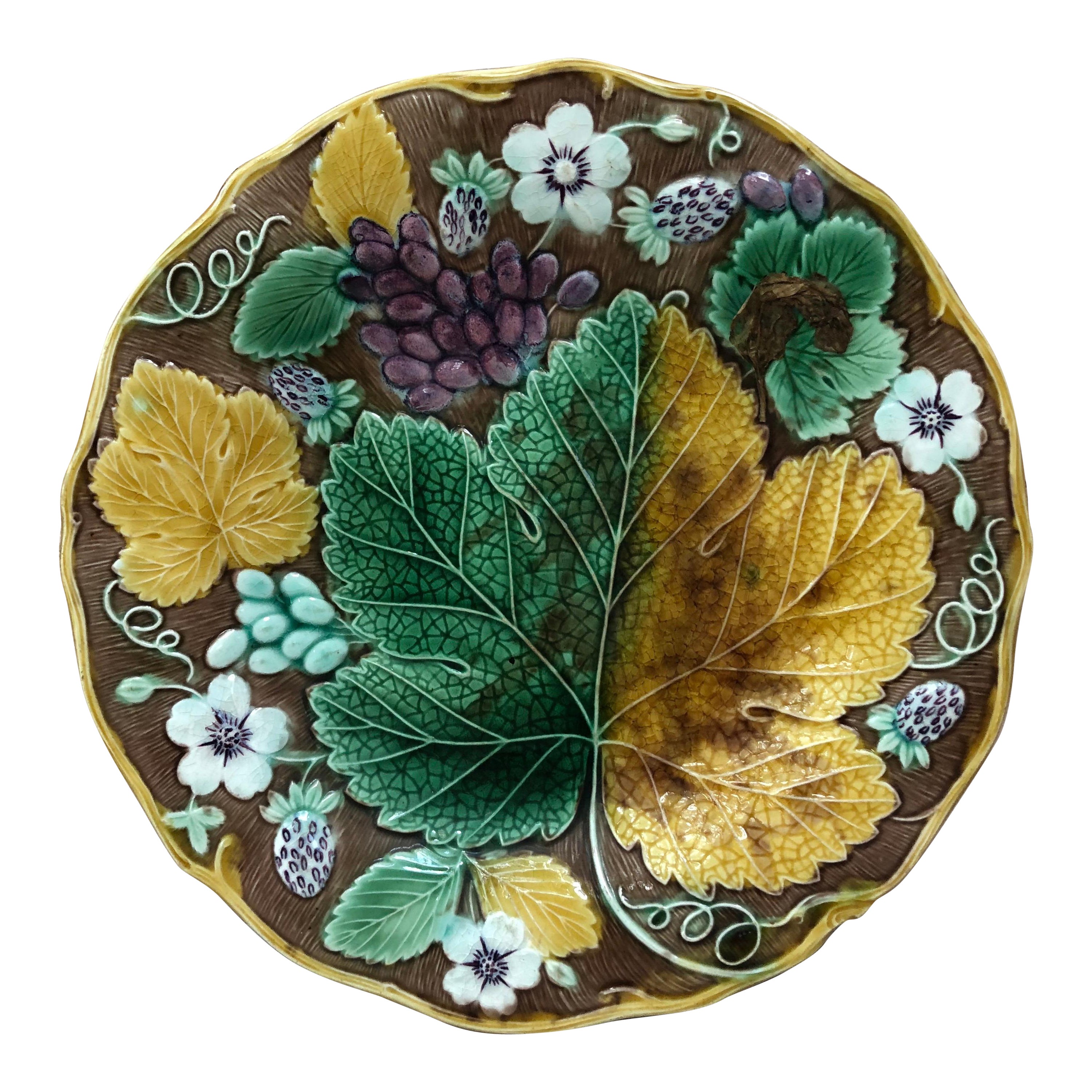 19th Century Majolica Strawberry Plate Wedgwood