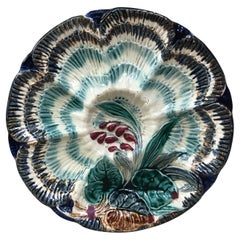 19th Century Majolica Oyster Plate Wasmuel