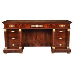 Fine French Second Empire Gilt Bronze Mounted Mahogany Library Desk Krieger