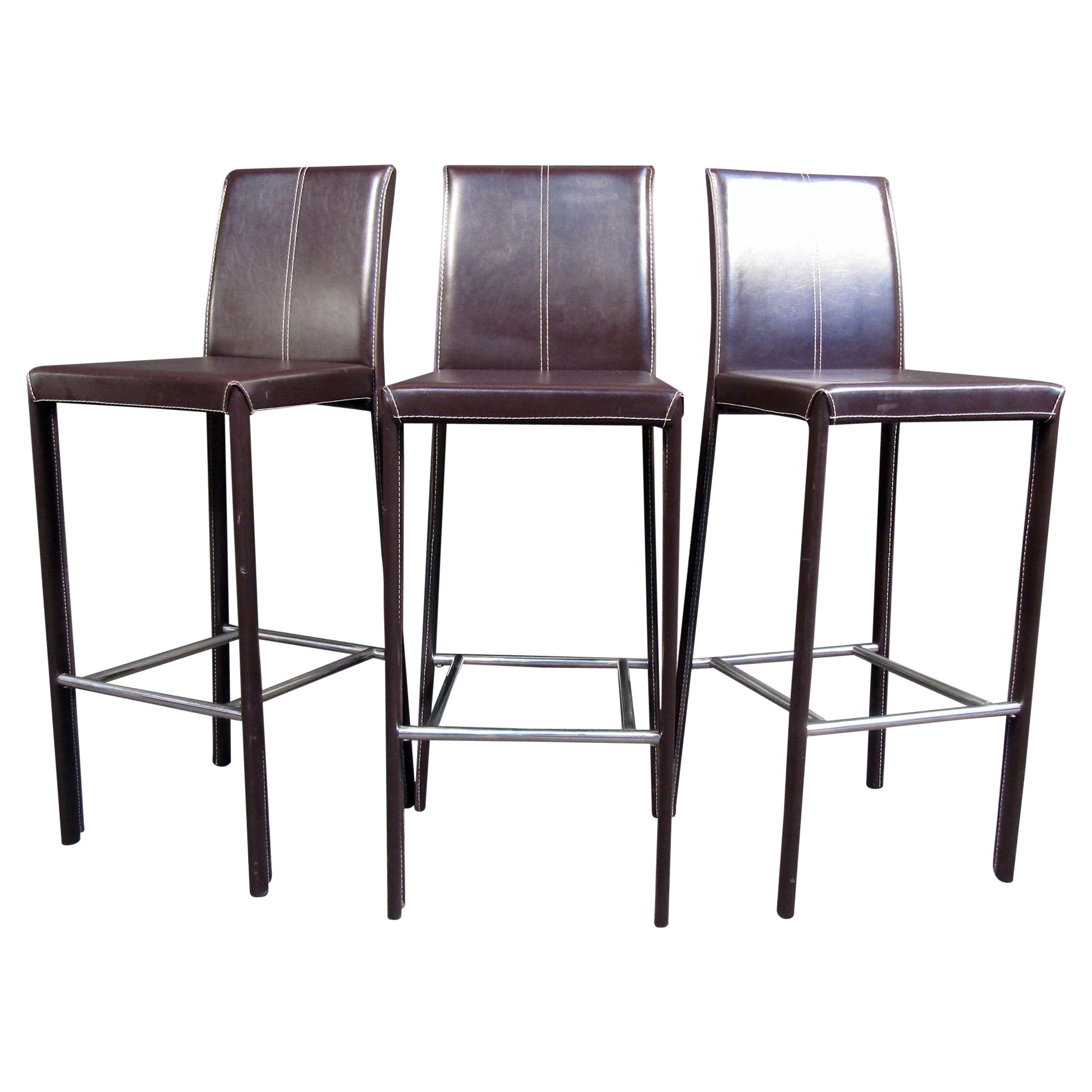 Pair of Mid Century Solid Brass Bar Stools at 1stDibs