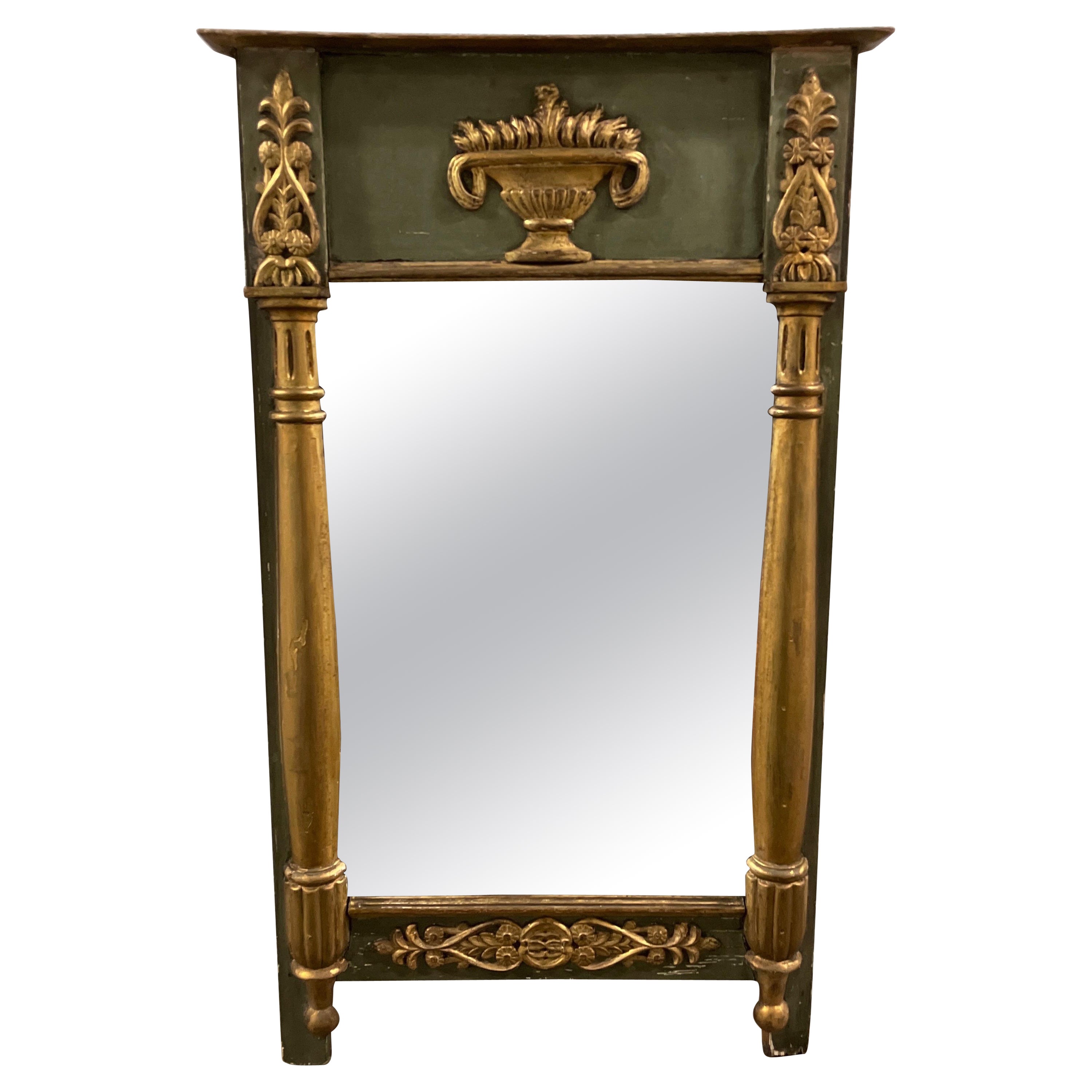Antique French Empire Painted & Gilded Mirror