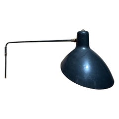 Black Modern Swivel  Wall Sconce Visor Lamp by Vittoriano Vigano France 1950s