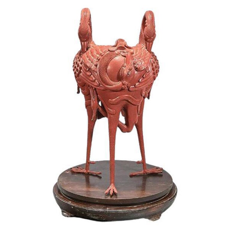 Jardinière Cinnabar sculptée chinoise en vente