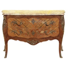 Antique French Louis XV Style Marquetry Kingwood Commode, 19 Century 