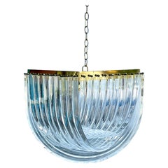 Retro Monumental MCM Lucite Ribbon Chandelier