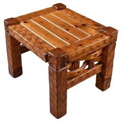 Retro 1970's Rustic Modern Solid Knotty Pine Lodge Style End Table by Null