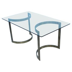 Milo Baughman for Thayer Coggin Bronze and Glass Dining Table