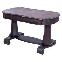 Antique Classical Greco Mahogany Oval Double Pedestal Library Table, Circa 1920