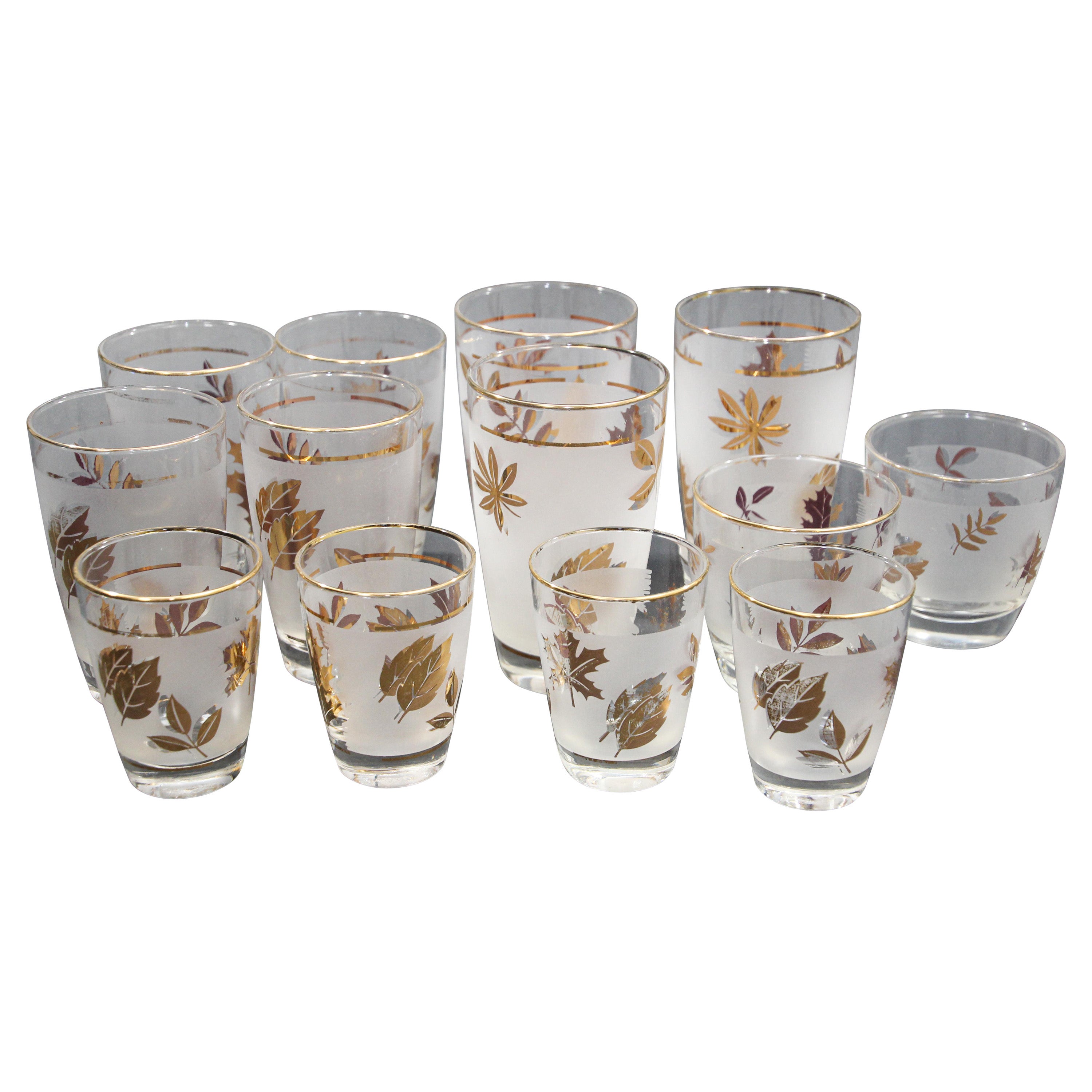 Tom Collins Great gift for him! Vintage glasses Golden Foliage by Libbey Pilsner originally 6 glasses of mcm barware but gin and tonic