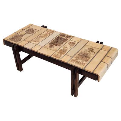 Western Themed Pottery Tile Table by Ranch Oak at 1stDibs