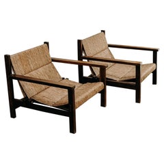 Pair of 1970's Wicker Lounge Chairs