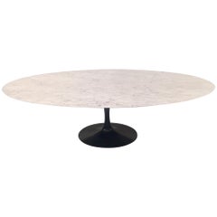 Huge Oval Carrara Marble Dining Table by Eero Saarinen Produced by Knoll