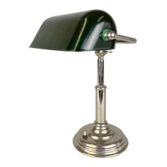 Nickelierte Vintage-Banklampe, 1940er Jahre