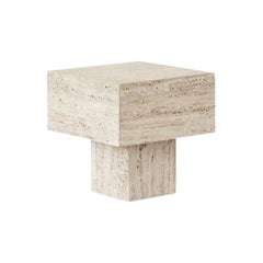 1970s Vintage Italian Travertine Side Table in Manner of Up&Up