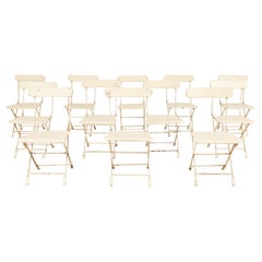 Set of Twelve French Folding Painted Bistro Garden Chairs