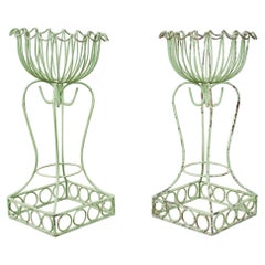 Pair of French Art Nouveau Style Iron Planters Jardinaires