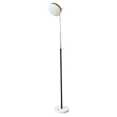 Retro Italian 1950s Chrome Floor Lamp with Frosted Glass, Marble Base by Stillux