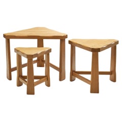 Scandinavian Solid Wood Nesting Tables, Scandinavia ca 1970s