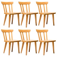 Set of Six Oregon Pine Dining Chairs by Roland Wilhemsson