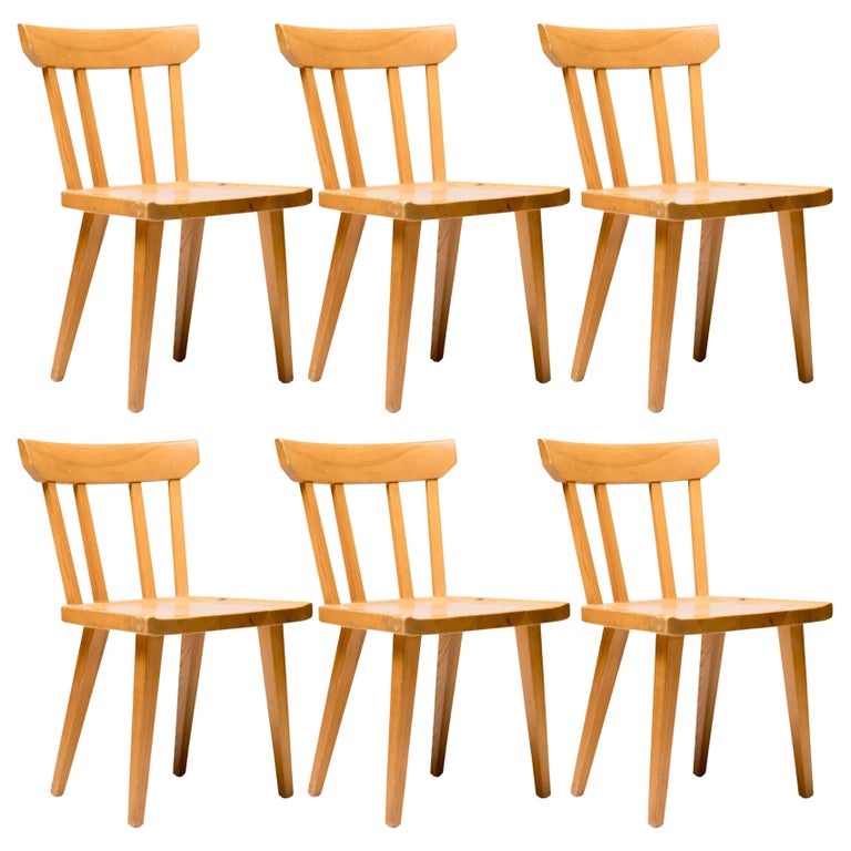 Set of Six Oregon Pine Dining Chairs by Roland Wilhemsson For Sale at
