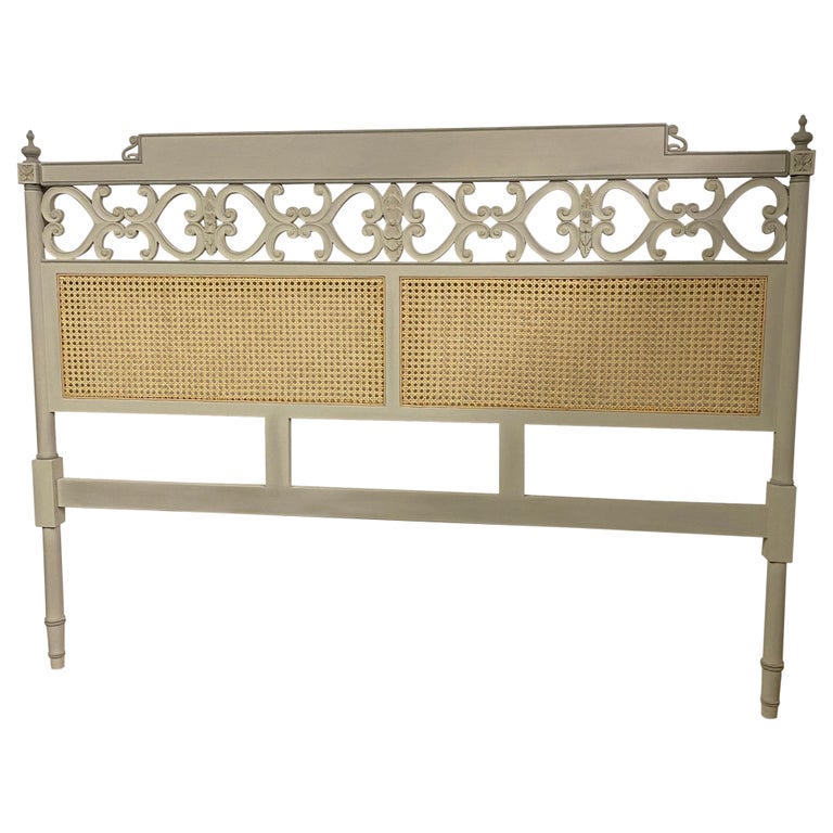 MidCentury French Style King Size Painted Headboard For Sale at