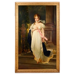Antique Large Oil Painting on Canvas of the Prussian Queen Louis of Mecklenburg-Strelitz