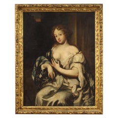 17th Century Oil on Canvas Antique Italian Lady Portrait Painting, 1660