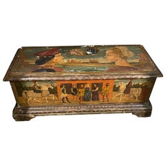 19th Century Hand-Painted Wood Italian Small Blanket Chest