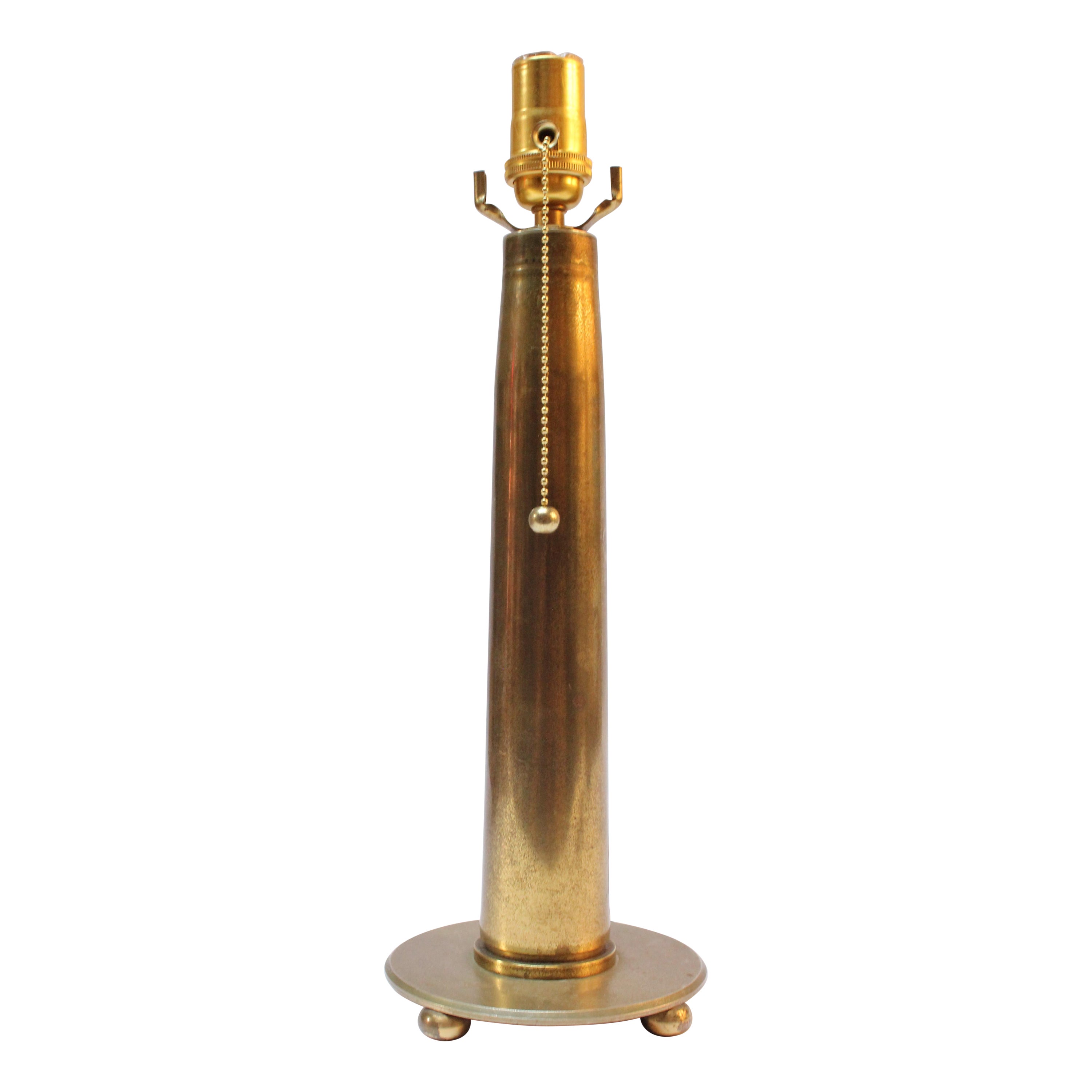 Vintage Brass Artillery Shell Trench Art Table Lamp For Sale